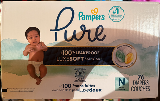 Pampers Pure NEW NEW unopened pampers Newborn diapers 76 count Potty and Diapering
