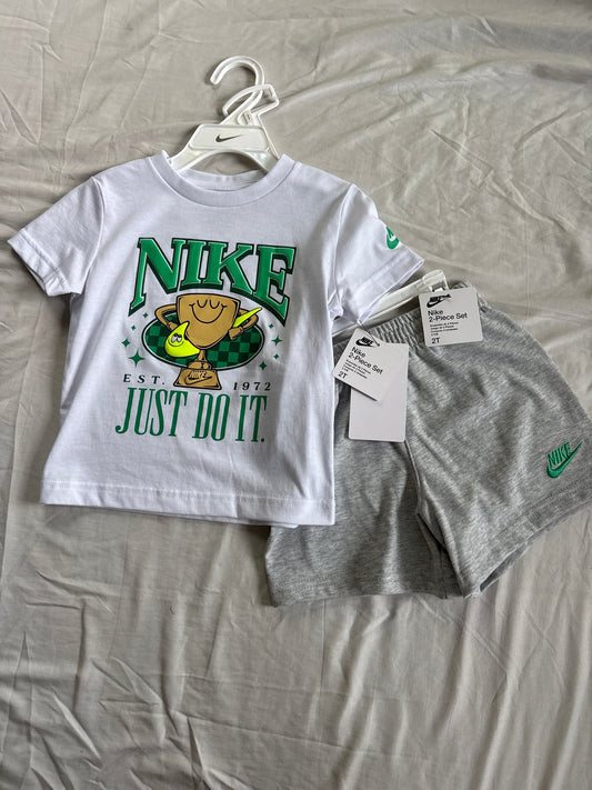 Nike, 2T, Short Outfit White and Gray, 2 piece short outfit NWT 2T