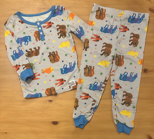 2T World of Eric Carle Brown Bear PJs Pajamas Set Super Soft, Bamboo-Like, Stretchy, Runs a Bit Large 2T