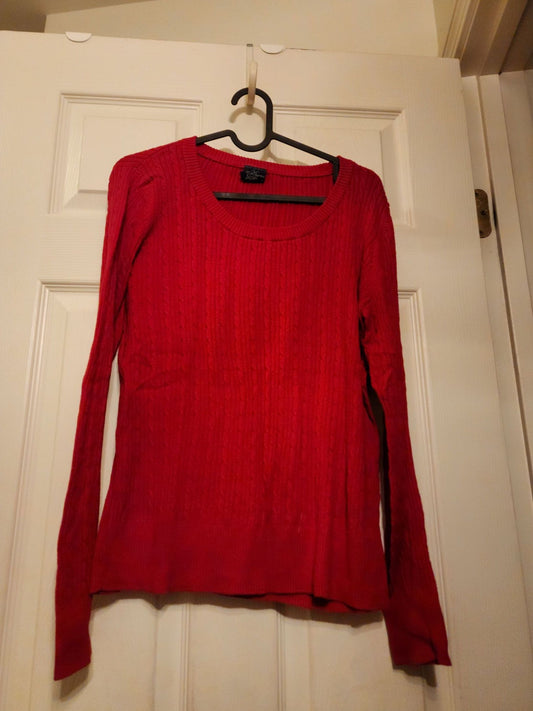 Faded Glory - L 100% Cotton Red Long Sleeve Sweater Women's - L
