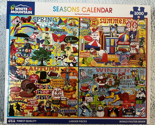 White Mountain Puzzle 1000 piece puzzle. No smoking/No pet home. Assembled once.