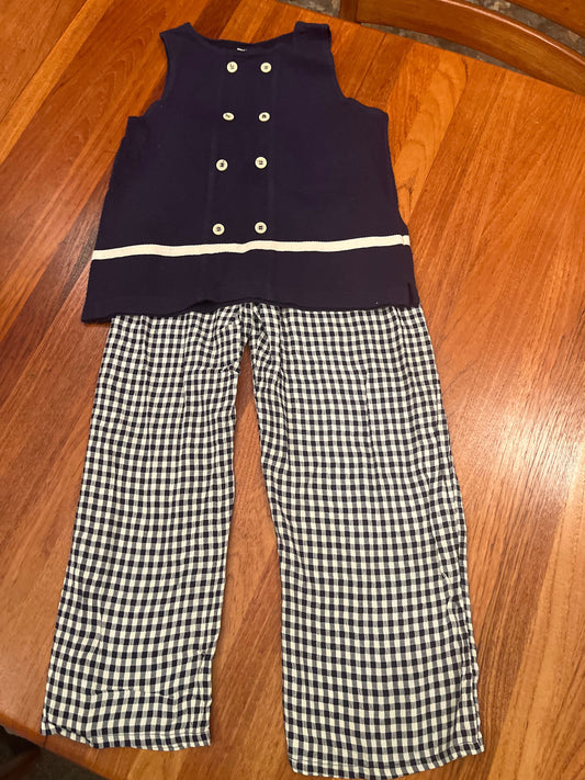 KC Parker 14 Long navy check pants and navy top 14