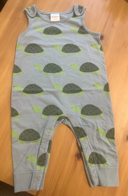 Hanna Andersson 12-18m Cotton Sleeveless One-Piece Light Blue with Adorable Turtles, Soft and Comfy! 12 Months
