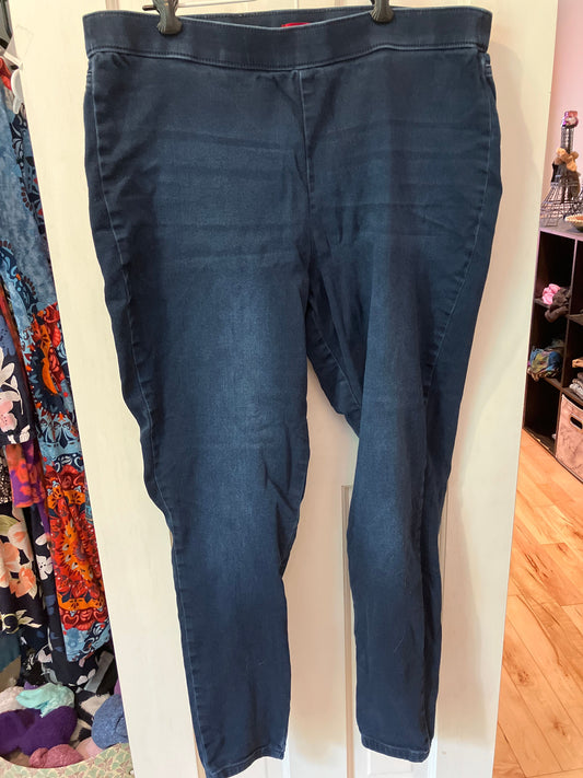 Jennifer Lopez size 16 elastic waist leggings Denim stretch jeggings, real back pockets, straight skinny leg Women's 16