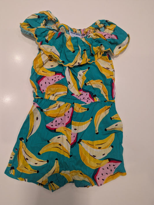 Old Navy Old Navy Girls 2T Banana & Green Print Romper 2T