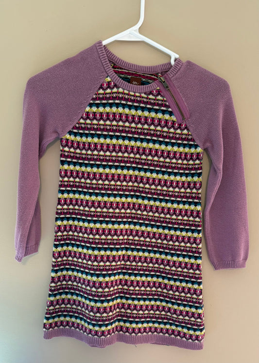 Tea Collection Sweater Dress. girls size 7. Multicolor stripes. Zip back. 7