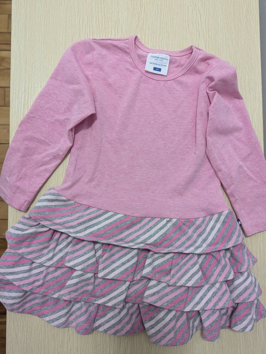 ToobyDoo ToobyDoo 2T Girls Pink Dress with Ruffled Skirt 2T