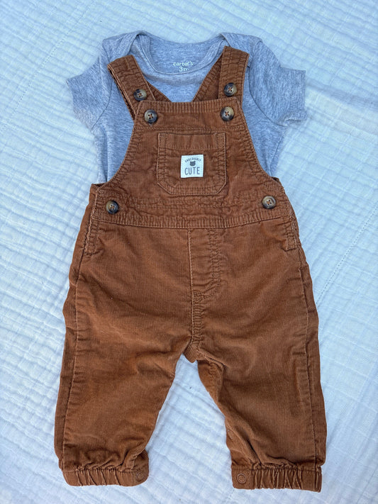 Carters Brown corduroy overall outfit 3 Months