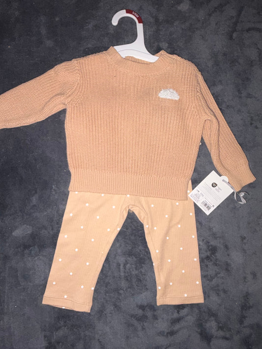 Cloud Island 3-6 Month NWT Set Tan Sweater Set 3 Months
