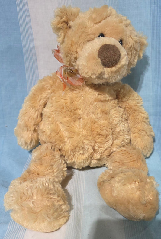 Vintage Gund Manni bear plaid ribbon bow.  Plush Toys