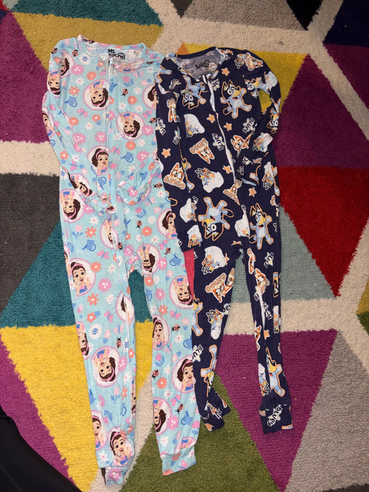 Walmart 2 Pack Zip Up Pajamas No Feet 4T/4