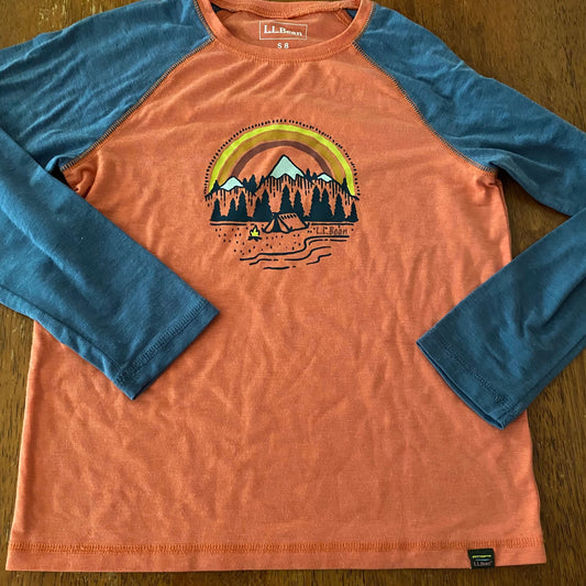 L.L. Bean Camping Shirt orange tee T-shirt Long Sleeve outdoor 8