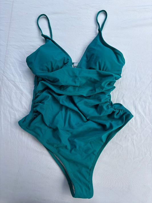 Cupshe One piece teal bathing suit with rouching Women's - M