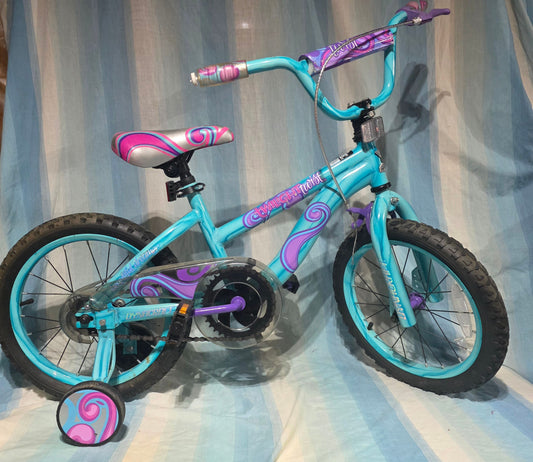 16-inch Dynacraft Twilight Twist bicycle training wheels, a rear coaster brake Bike-Trike-Scooter