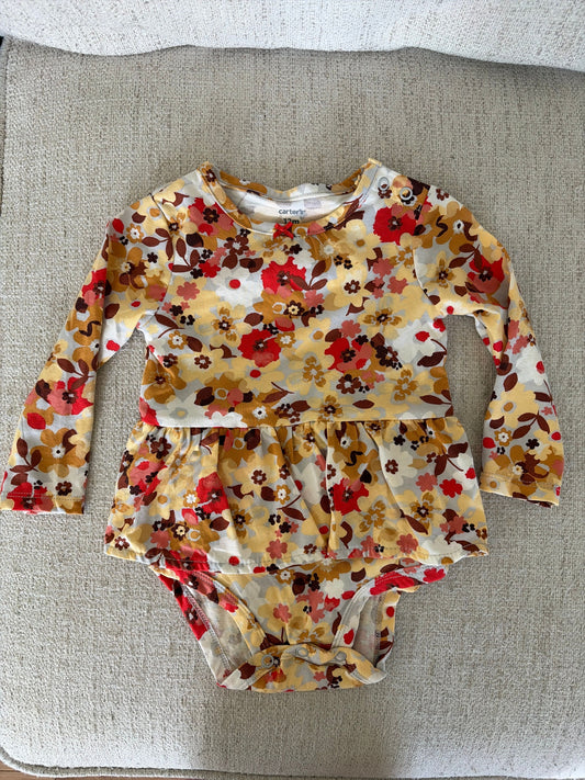Carters 12 Month Long Sleeve Onesie Floral Design, new without tags 12 Months