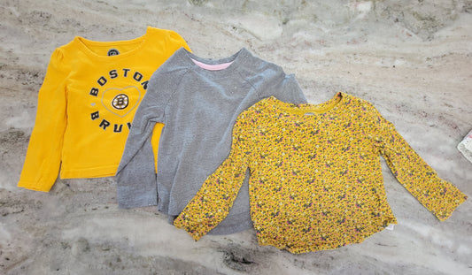 NHL, cat and jack, old navy 3 pack girls long sleeve shirts Gray, Bruins, and yel floral 2T 2T