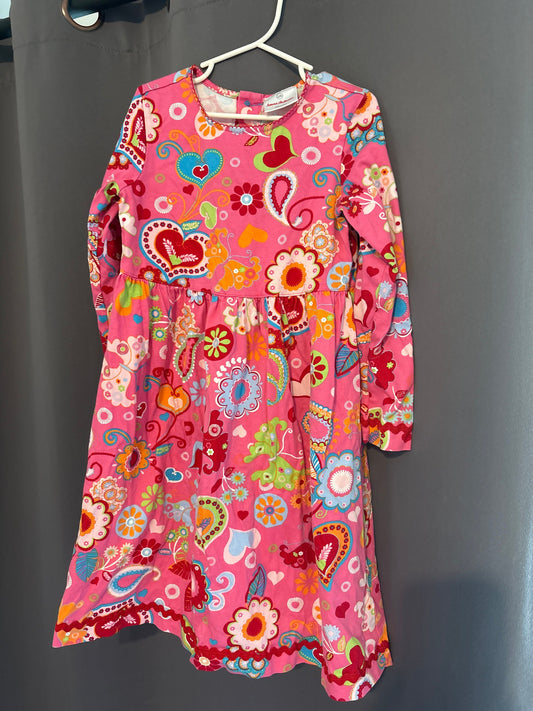Hanna Andersen long sleeve dress, size 6 Pink with designs 6