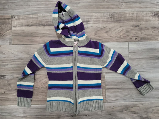 Pink Angel Girls 5/6 long sleeve zip up striped sweater 5T/5
