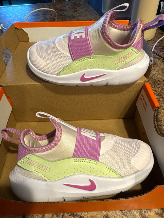 Nike, 7c, Sneakers Purple, green, new in box slip on Flex Runners 7 (Toddler)