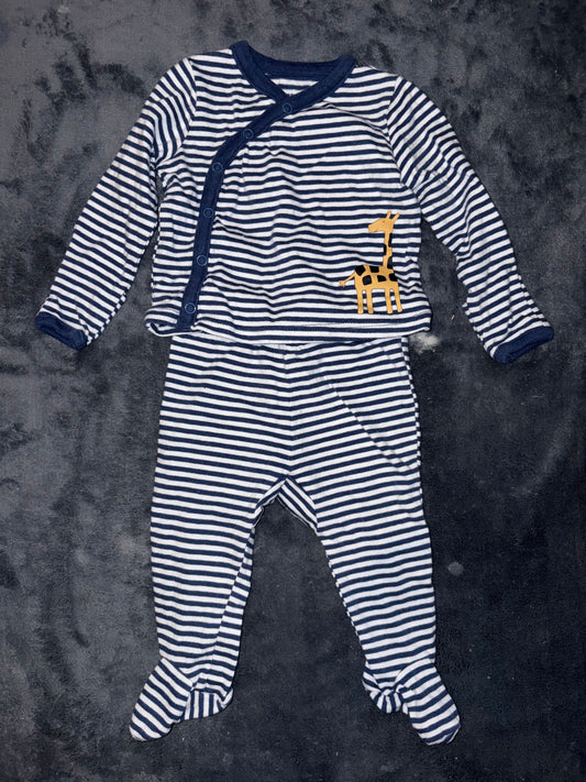 Okie Dokie Newborn Set Blue Striped with Giraffe Newborn