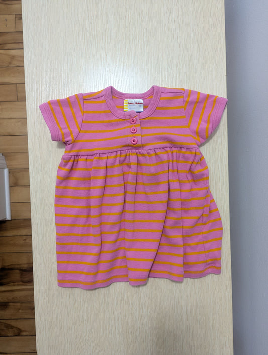 Hanna Andersson Hanna Andersson Girls 6-12 Months Pink Dress with Orange Stripes 6 Months