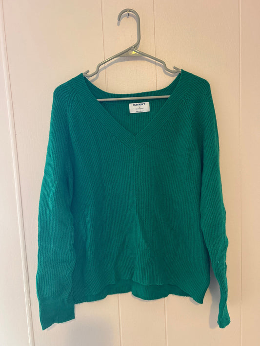 Old Navy, long sleeve knit v-neck sweater, green  Women's - S