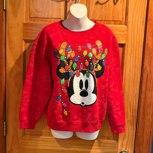 Mickey Mouse red holiday sweatshirt size L 11-13 Disney Junior 11