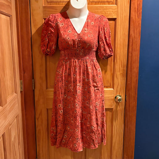 Universal Threads size S small Rust floral linen rayon blend woven dress Women's - S