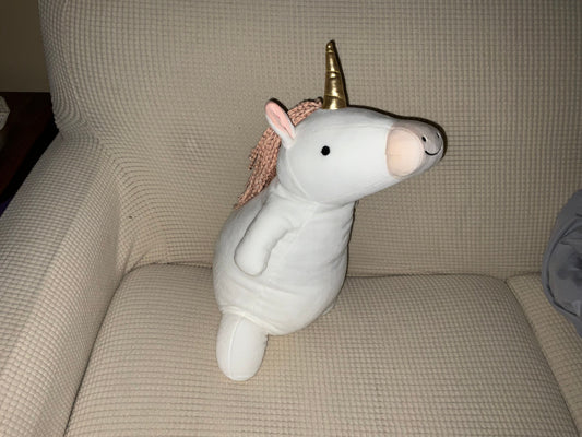 Pillowfort Plush Unicorn Pig -weighted, plush throw pillow. Like new Figures and Animals