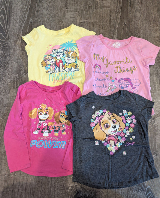 Nickelodeon/Jumping Beans, 4 Paw Patrol Shirts Dark Pink Long Sleeve, Yellow/Light Pink/Grey Short Sleeve 4T/4
