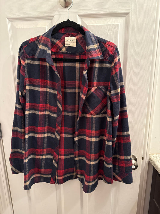 Ci Sono Navy/red soft flannel shirt Women's - L