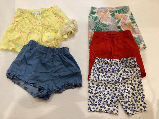 Variety 4 pr girls shorts 1 skort yellow 5T/5