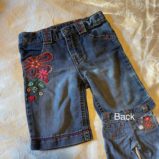 Sonoma, 18m denim embroidered jeans, shorts  18 Months