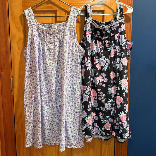 Aria sleeveless nightdresses Plus size 2X 3X 100% cotton Women's - XXL