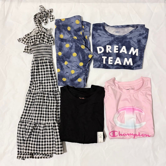 FabKids sundress Old Navy pjs pajamas Champion ss pink shirt Cat Jack NWT long sleeve black shirt 10