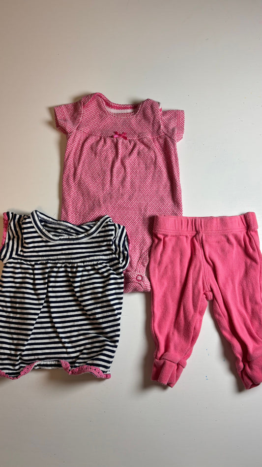 Carters pink pants blue and white striped shirt Child of mine pink shirt Newborn