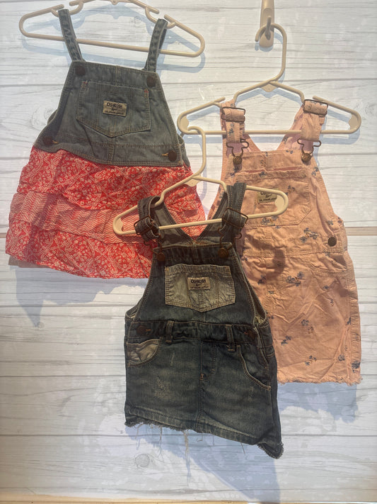 Osh Kosh Osh Kosh denim skirt overalls for girls 24m blue, pink and multi 24 Months