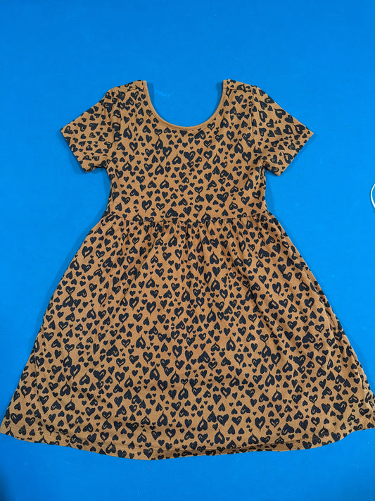 Old Navy size Medium 8 short sleeve dress Brown w/ black hearts dress w/ pockets 8