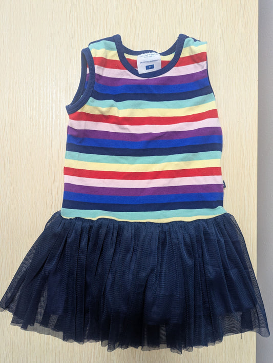 ToobyDoo ToobyDoo Girls 2T Rainbow Stripes & Tulle Dress 2T