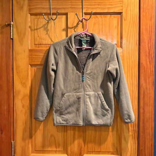 L.L. Bean size boys 10/12 gray fleece jacket with fuzzy lining 10