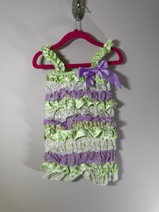 Petti Romper Lilac/White Lace & Mint Green/White Satin Chevron Romper 24 Months