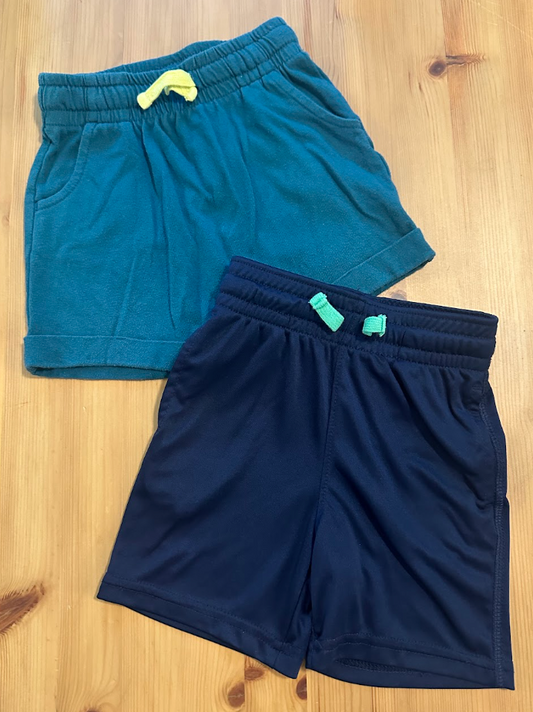 2pc Cat & Jack Shorts - SOFT! Teal Cotton Shorts, Navy Athletic Shorts 18 Months