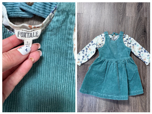 Finding Foxtale Finding Foxtale Girls Pinnie Dress and Long Sleeve size 2 EUC 2T
