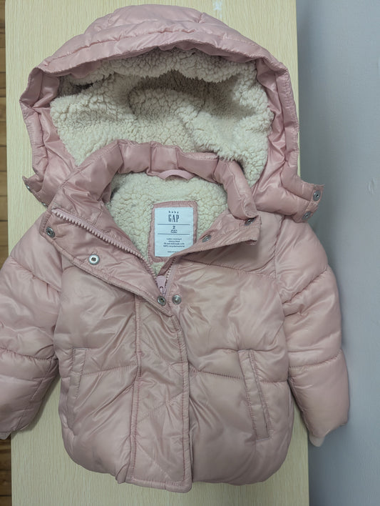 Baby Gap Baby Gap 2T Girls Puffer Jacket with Hood, Pale Pink 2T