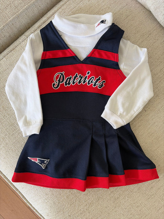 NFL Apparel Patriots Cheerleader Dress With White Turtle Neck with Patriots Emblem 12 Months