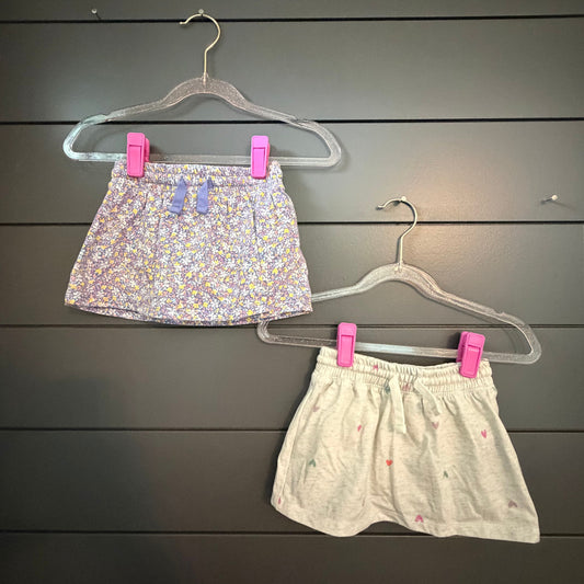 OshKosh Bgosh Skorts, purple flowers and gray hearts 12 Months