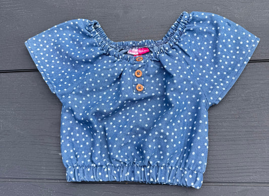 Penelope Mack short sleeve top Blue white polka dot summer blouse girls 2 2T