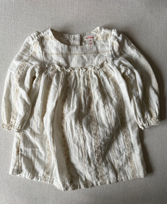 Cat & jack VGUC cream embroidered dress 18 Months