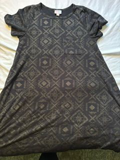 Lularoe Carly dress- runs big black with gold pattern Women's - S
