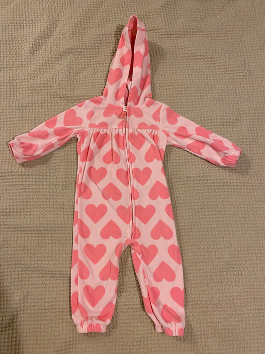 Carters Fleece footless onesie with hood 12 Months
